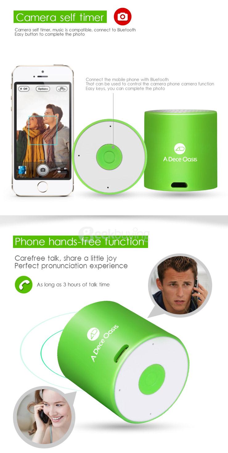 ADO Mate 5 Hansfree Bluetooth Wireless Stereo Speaker BT3.0 With Self-Timer/Tracker For iOS Android - White