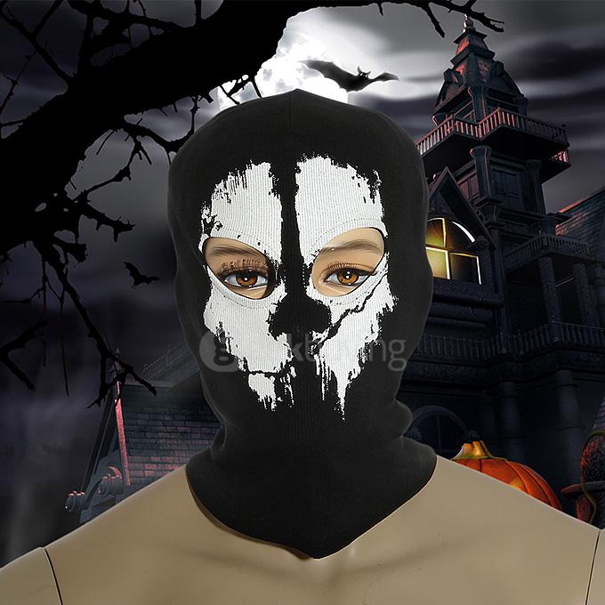 No.10 Outdoor Halloween Cosplay Skull Skeleton Ghost Head Mask - Black + White