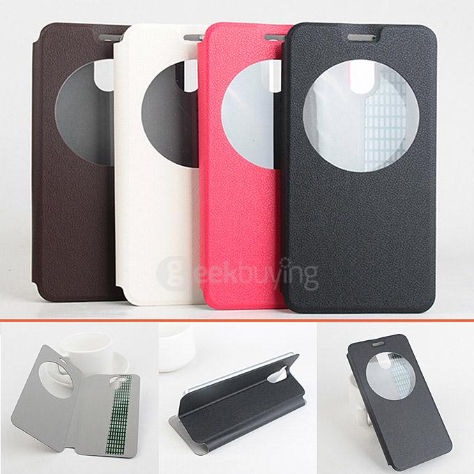 Protective Hard Cover Flip Stand Leather Case for Elephone P7000 Smartphone - Rose