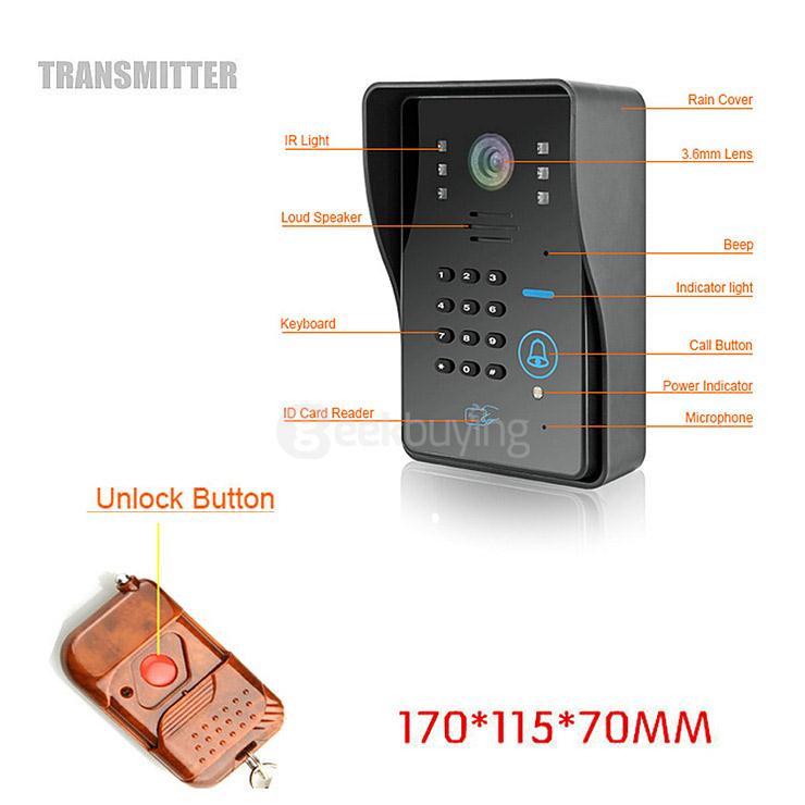 ENNIO SYWIFI002IDS WIFI Wireless Video Door Phone System with Card Unlock Function & Remote Wireless Control(US Plug) - Black