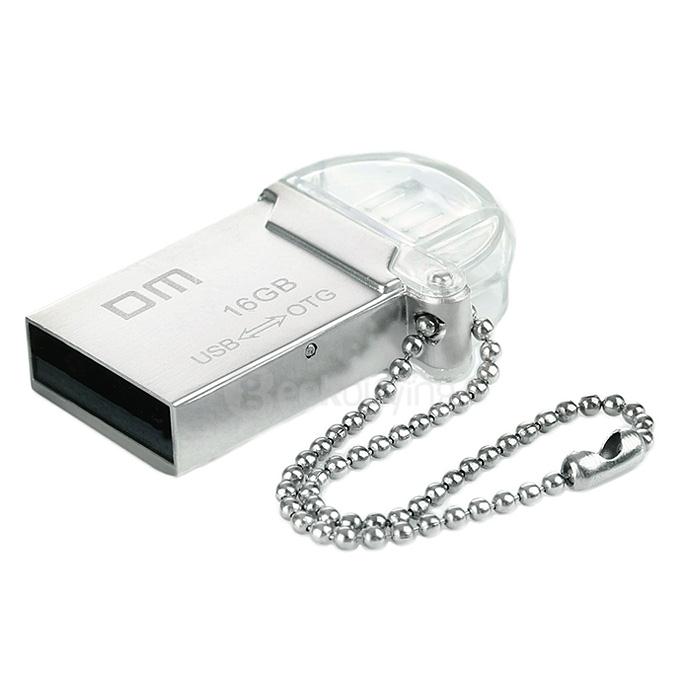 DM PD008 Waterproof 16GB USB 2.0 + Micro USB OTG Flash Drive U Disk for Smart Phone & Computer - Silver