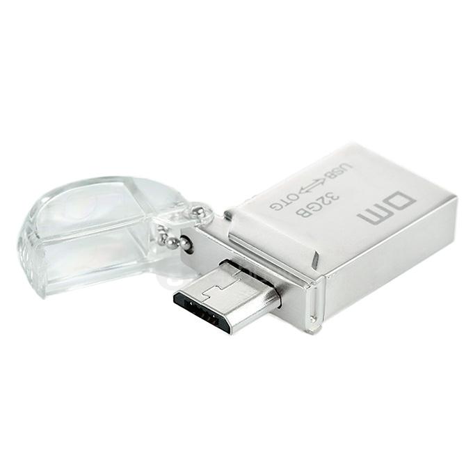 DM PD008 Waterproof 32GB USB 2.0 + Micro USB OTG Flash Drive U Disk for Smart Phone & Computer - Silver
