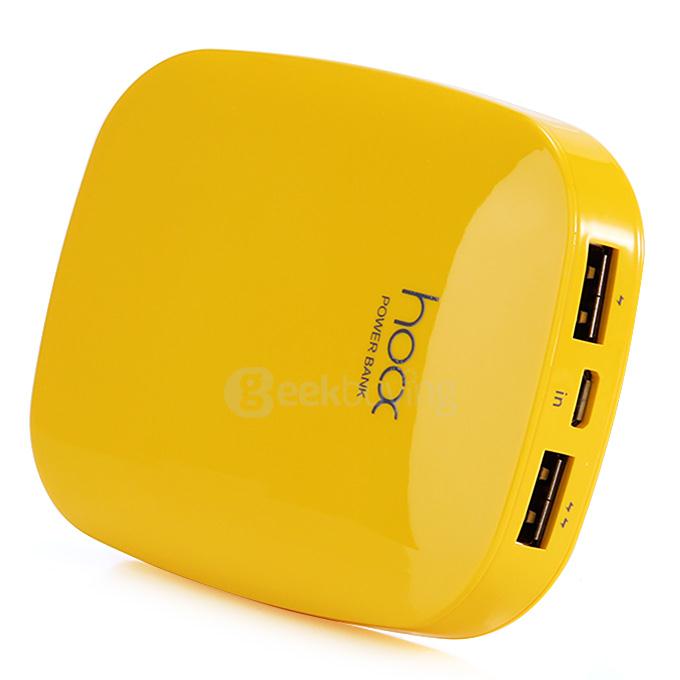 Hoox C02 Magic Stone Series 6000mAh Polymer Power Bank Dual USB Quick Charge Energy Saving - Yellow