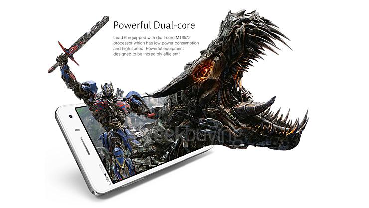 Leagoo Lead 6 Android 4.4 MTK6572 Dual Core 1.0GHz 4.5inch Smartphone 512MB 4GB 5.0MP 3G GPS Smart Wake - Black