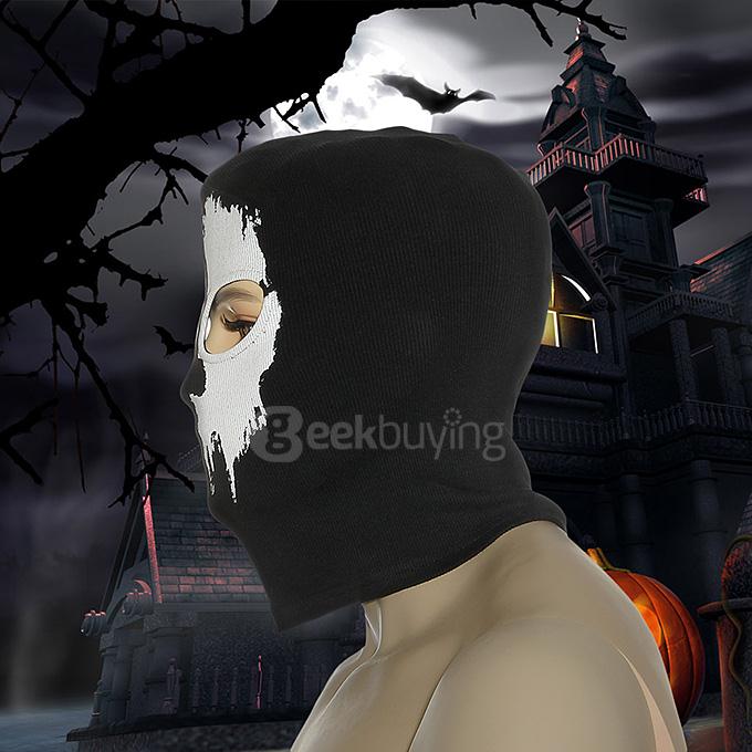 No.9 Outdoor Halloween Cosplay Skull Skeleton Ghost Head Mask - Black + White