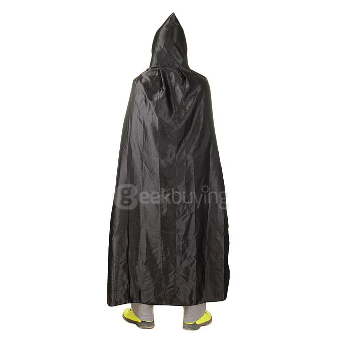 Adult Cosplay Halloween Masquerade Costumes Death Sorcerer Vampires Cloak with Hood - Black