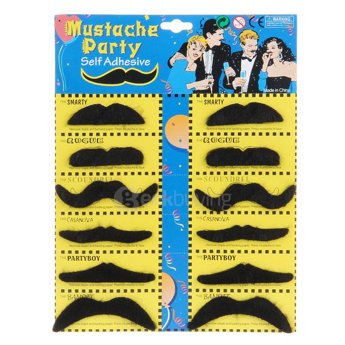 Novelty Funny Halloween Cosplay Costume Party Fake Mustaches - Black (12PCS/Pack)