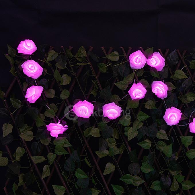 20 LED Rose Flowers String Lights LED Strips Lamp For Bedroom Decoration Wedding Christmas Party - Pink