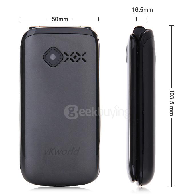 VKworld Diamond Z2 2.4inch TFT Color Display Screen Flip Rotation Cellphone Elder People Mobile Phone - Black