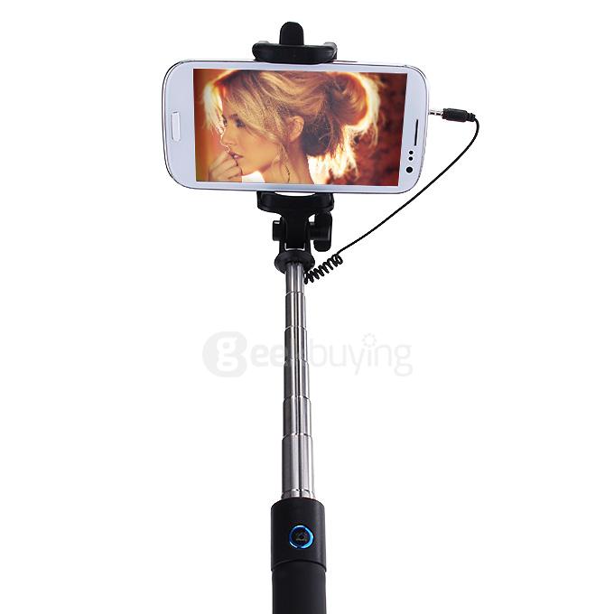 Luxury Wired Self Portrait Selfie Stick Handheld Monopod Extendable Stick For iPhone Samsung HTC Smartphones - Blue