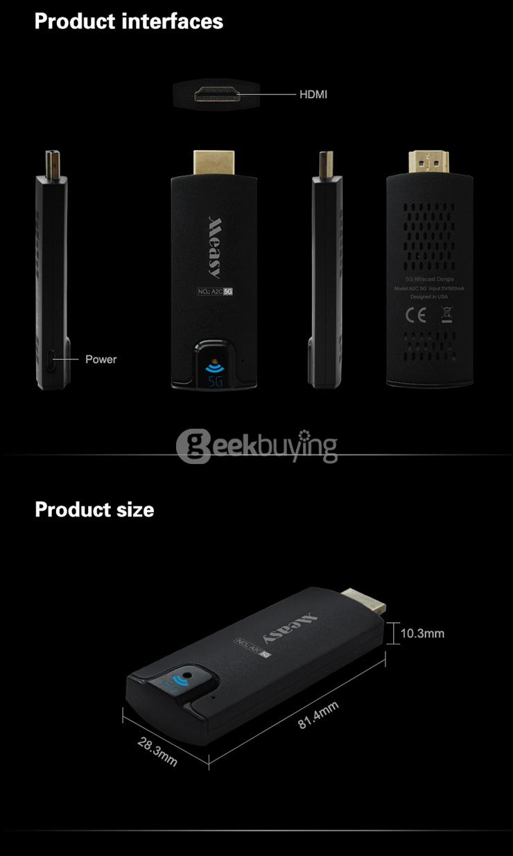 Measy A2C RK2928 5G WIFI Dongle DLNA Miracast Airplay