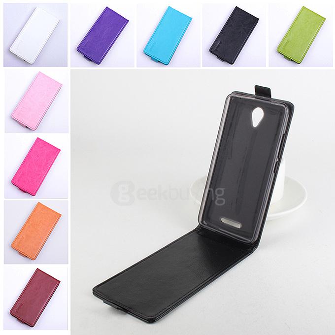 Protective Hard Cover Up&Down Flip Stand Leather Case for XIAOMI Redmi Note 2 Smartphone - Brown