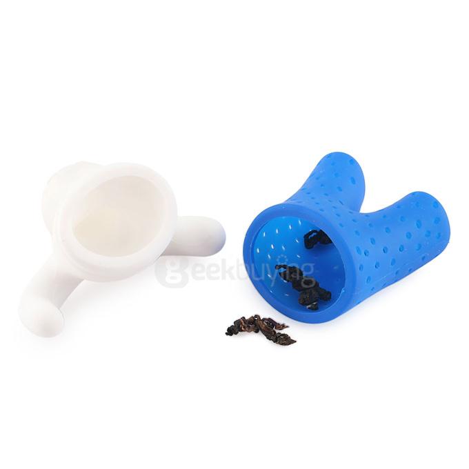 Portable Creative Silicon Mr Tea Infuser Tea Bag Holder - Blue + White