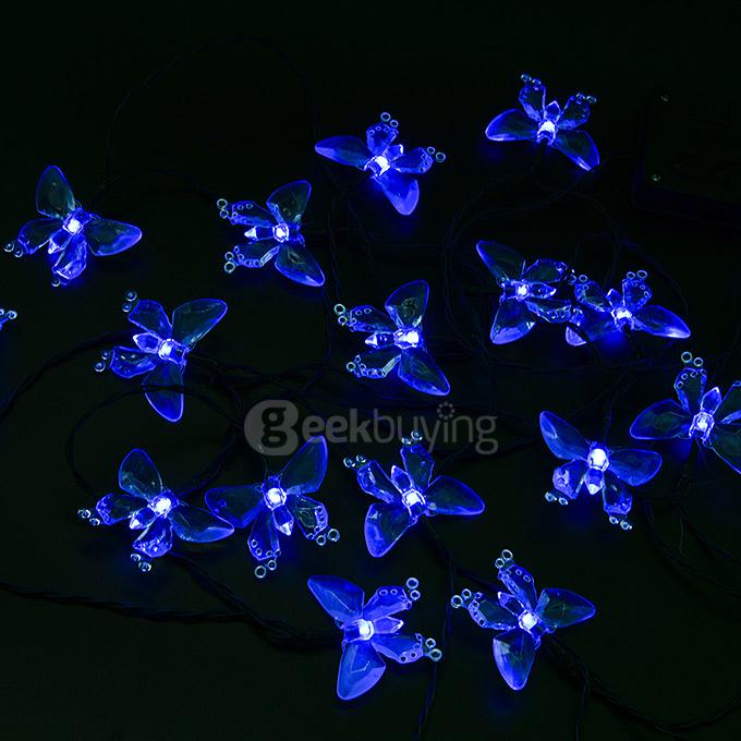 4.8m 20 LED Butterfly Solar Fairy String Lights Waterproof Lights for Garden Patio Path Christmas Indoor - Blue