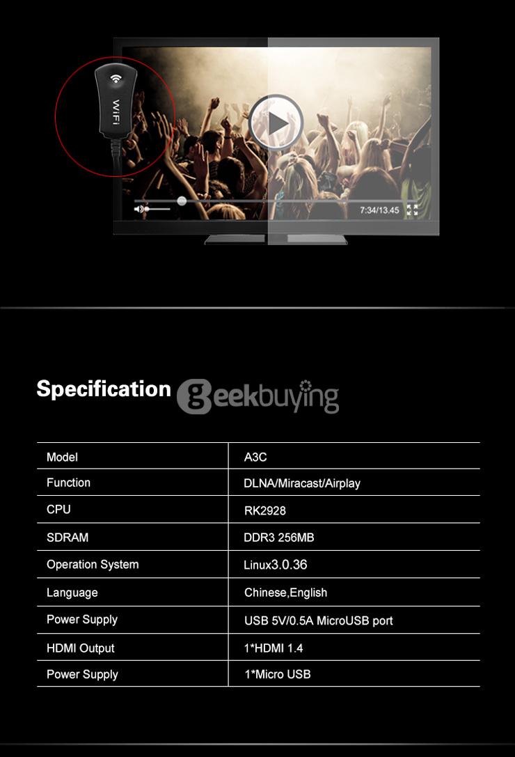 Measy A3C RK2928 WIFI Dongle DLNA Miracast Airplay