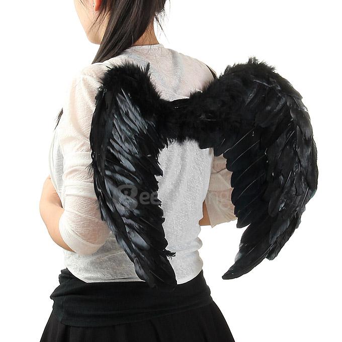 60*45cm Christmas Halloween Costume Feather Angel Wings - Black