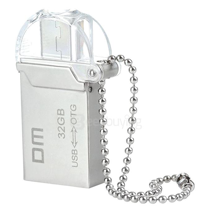 DM PD008 Waterproof 32GB USB 2.0 + Micro USB OTG Flash Drive U Disk for Smart Phone & Computer - Silver