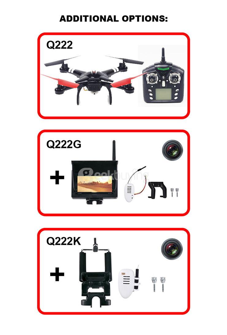 Wltoys Q222G FPV Quadcopter 720P Cam 2.4G 6Axis RC Drone 3D Hovering CF Mode Altitude Hold One Key To Return LED RTF - Black