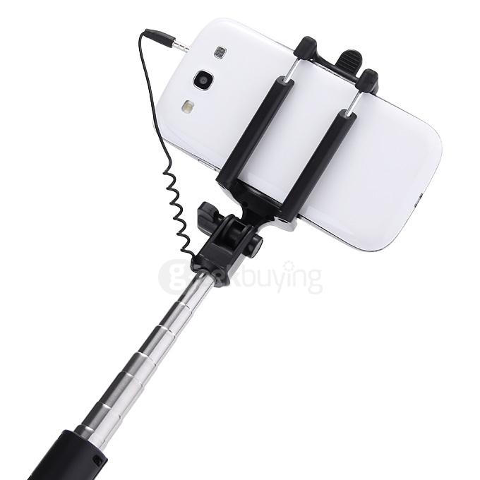 Luxury Wired Self Portrait Selfie Stick Handheld Monopod Extendable Stick For iPhone Samsung HTC Smartphones - Gold