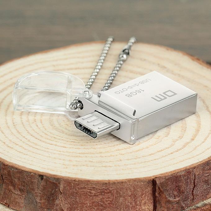 DM PD008 Waterproof 16GB USB 2.0 + Micro USB OTG Flash Drive U Disk for Smart Phone & Computer - Silver