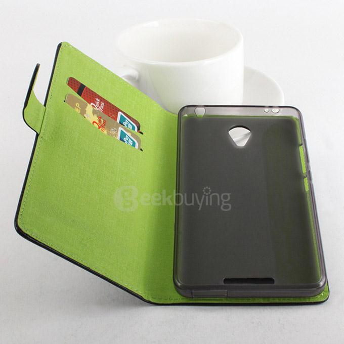 Contrast Color Protective Hard Cover Flip Stand Leather Case for Xiaomi Redmi Note 2 Smartphone - Black