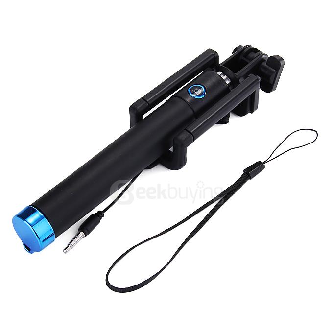 Luxury Wired Self Portrait Selfie Stick Handheld Monopod Extendable Stick For iPhone Samsung HTC Smartphones - Blue