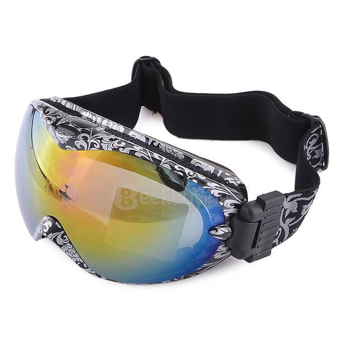 Fashionable TPU Frame PC Lens UV400 Protective Sport Skiing Glasses Goggles - White + black