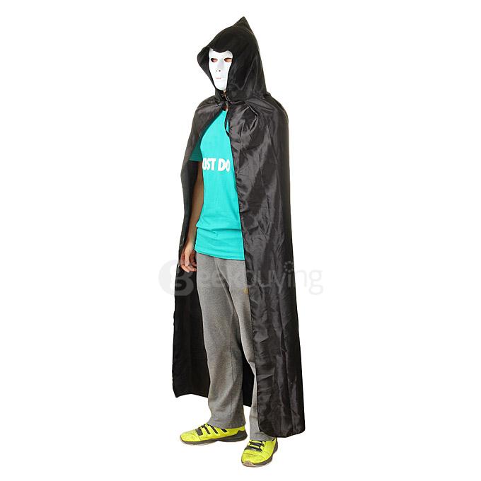 Adult Cosplay Halloween Masquerade Costumes Death Sorcerer Vampires Cloak with Hood - Black