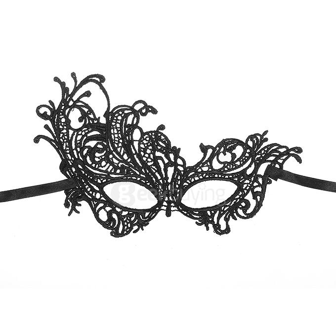 Women's Masquerade Party Elegant Lace Phoenix Design Mask Halloween Mask - Black