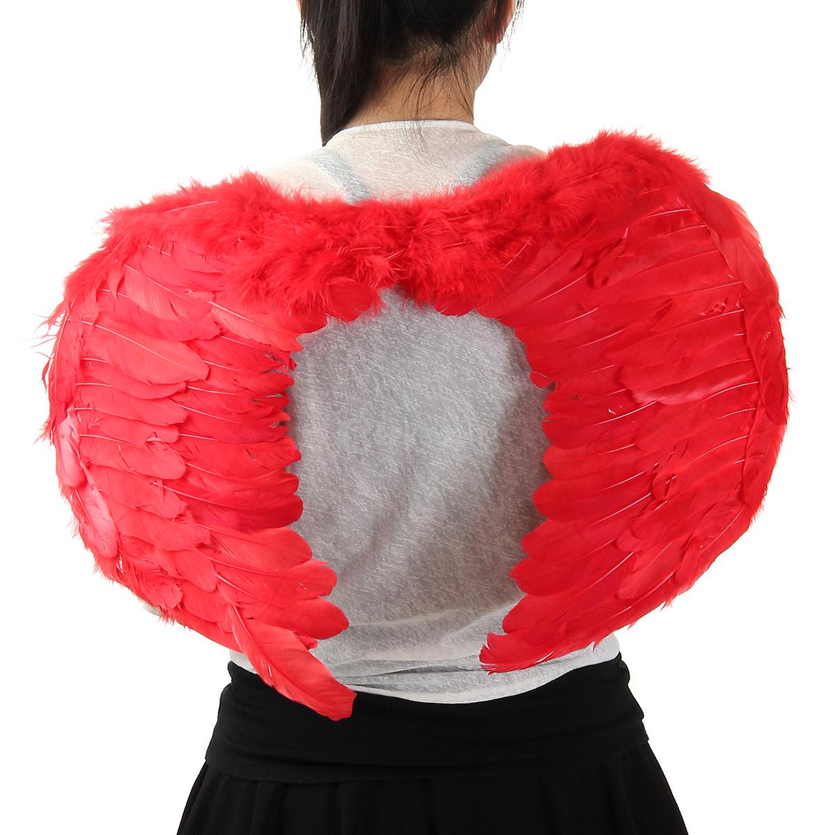 60*45cm Christmas Halloween Costume Feather Angel Wings - Red