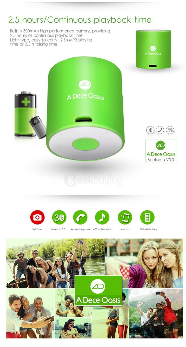 ADO Mate 5 Hansfree Bluetooth Wireless Stereo Speaker BT3.0 With Self-Timer/Tracker For iOS Android - White