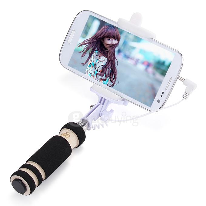 Super Mini Handy Selfie Stick Universal Handheld Monopod Self Timer Selfie Pole for IOS Android - Black