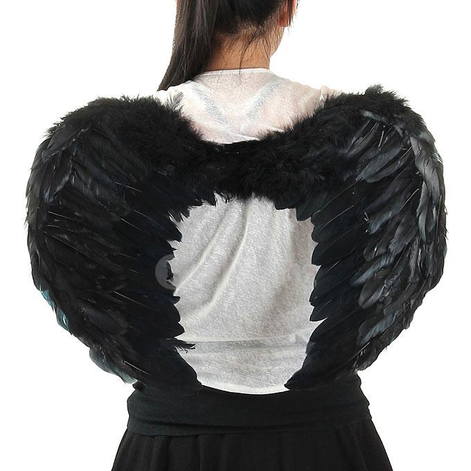 60*45cm Christmas Halloween Costume Feather Angel Wings - Black