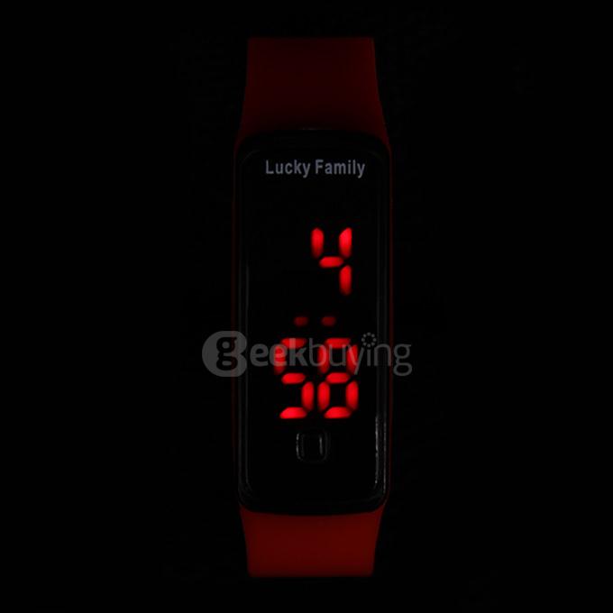Lucky Family Leisure Unisex Digital Sports Watch Red LED Time And Date Display - Pink