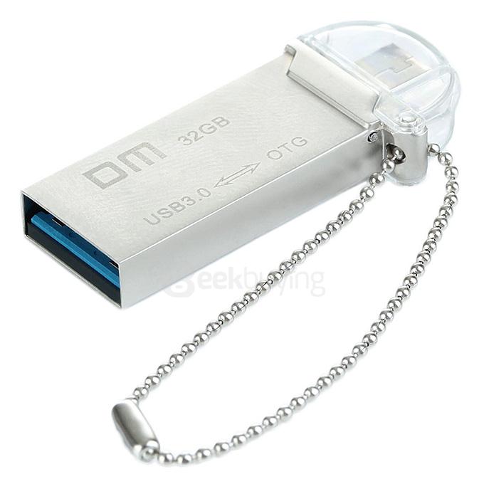 DM PD009 Waterproof 32GB USB 3.0 + Micro USB OTG Flash Drive U Disk for Smart Phone & Computer - Silver