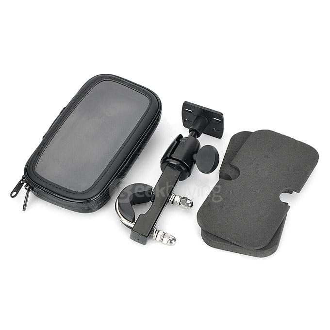 MOT-720 Universal Bike Motorcycle Swivel Mount + Waterproof Bag for Cellphone Navigation - Black