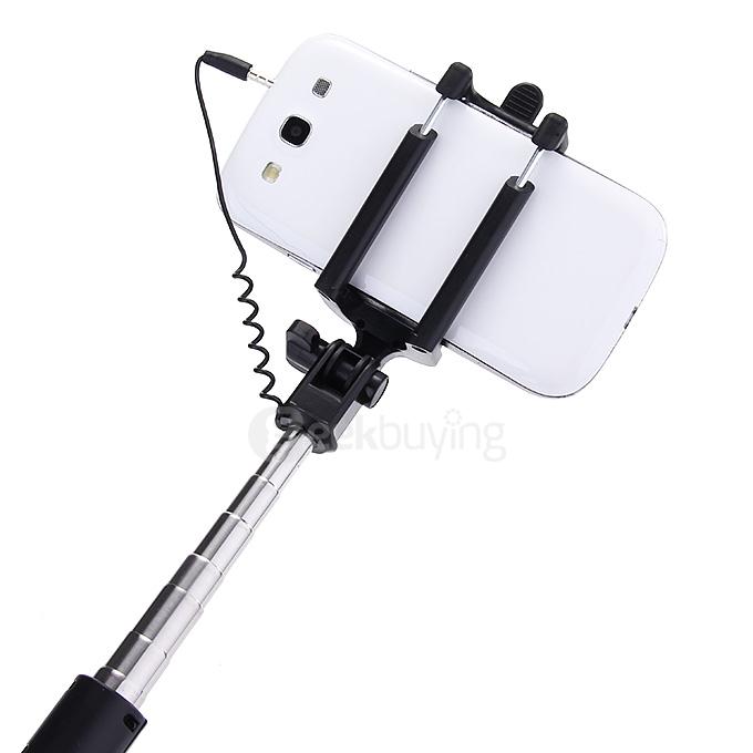 Luxury Wired Self Portrait Selfie Stick Handheld Monopod Extendable Stick For iPhone Samsung HTC Smartphones - Blue