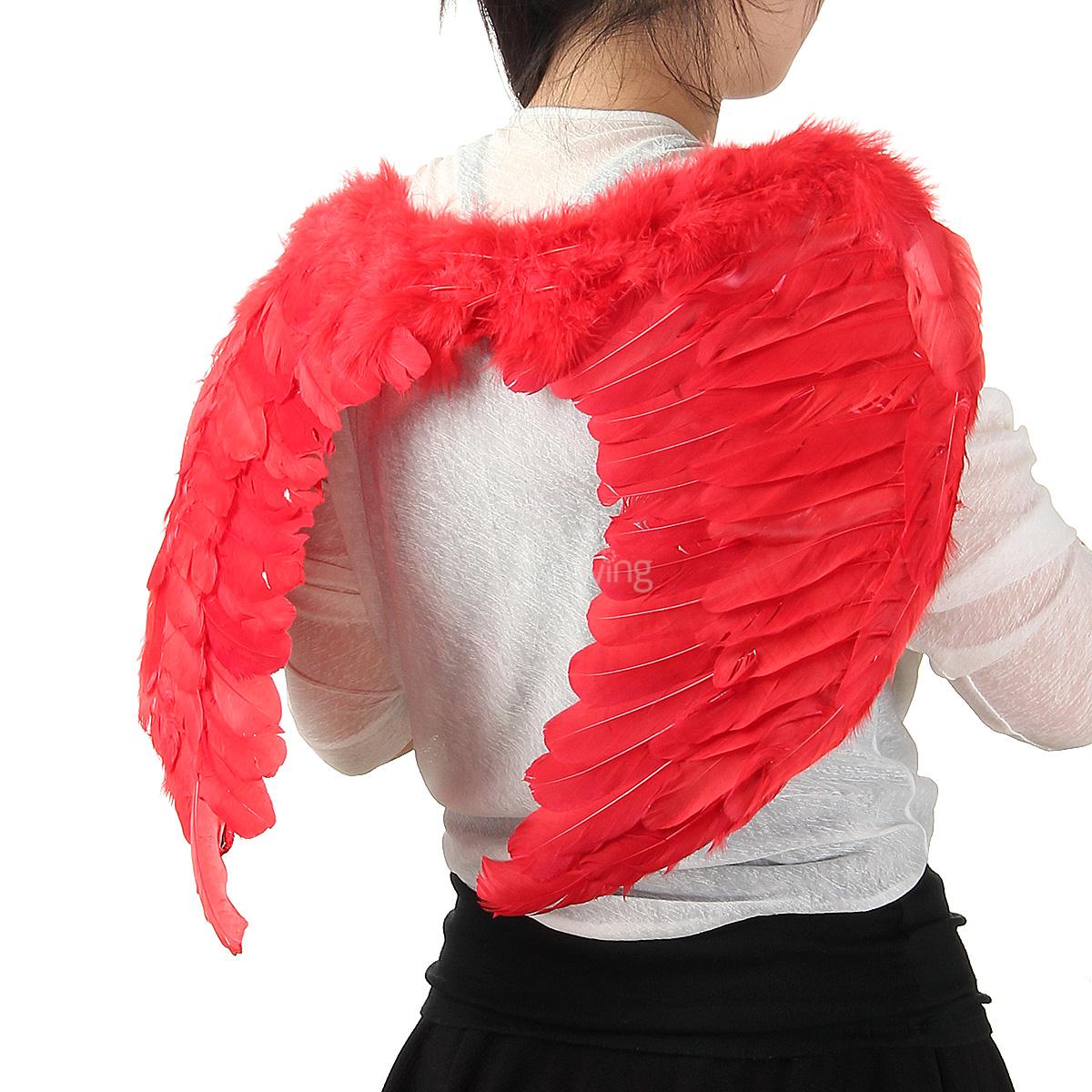 60*45cm Christmas Halloween Costume Feather Angel Wings - Red