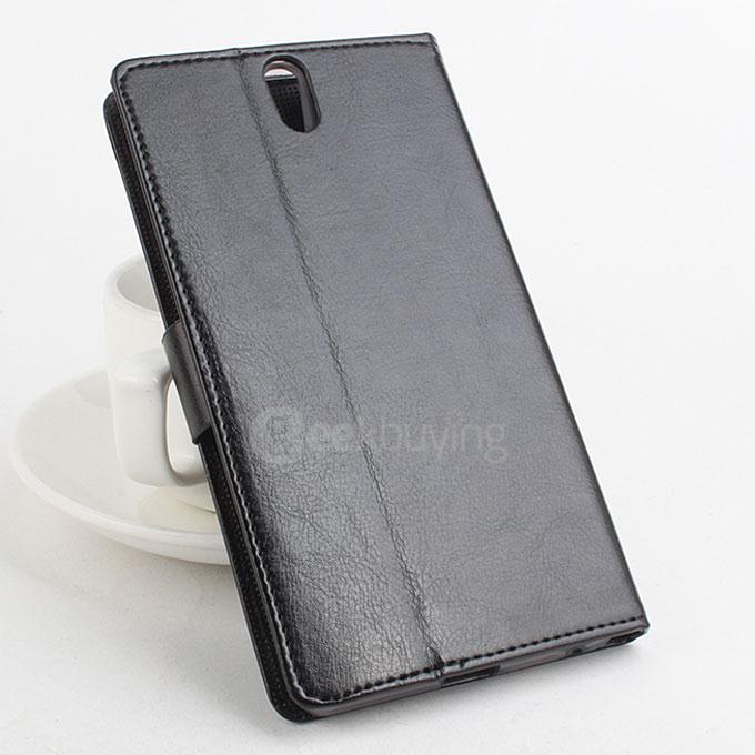 Protective Hard Cover Flip Stand Leather Case for Sony Xperia C5 Smartphone - Black