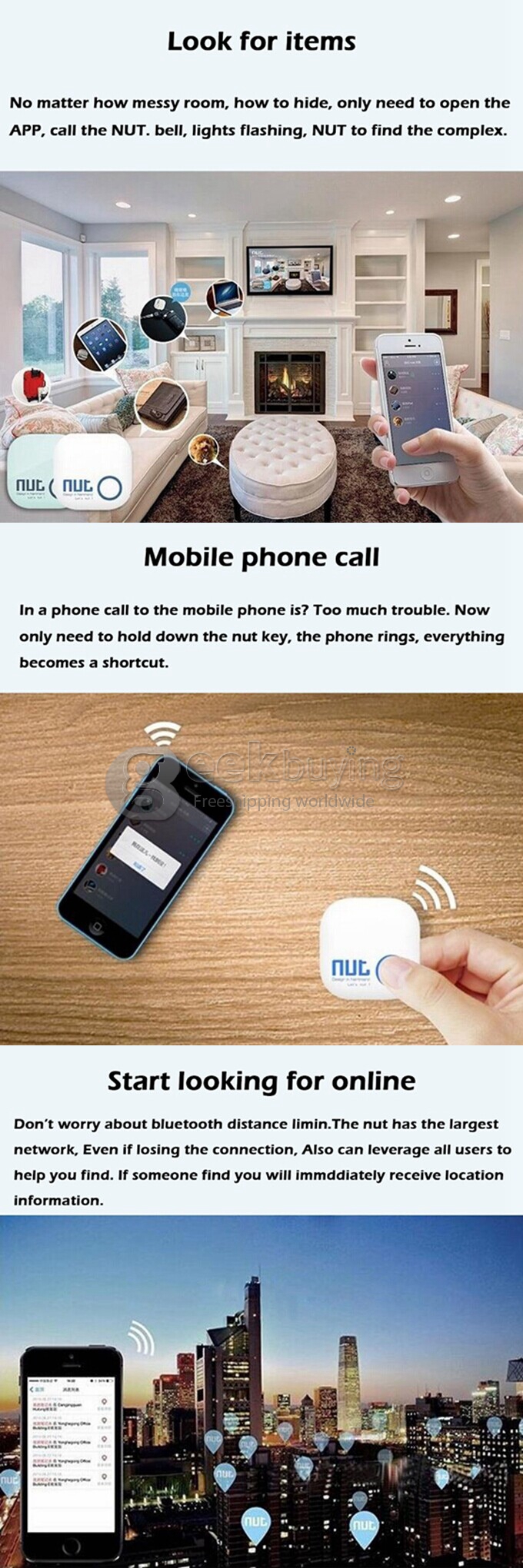 Nut 2 Intelligent Two-way Anti-Lost Tag Finder Smart Bluetooth Tracker Child Bag Wallet Key Finder GPS Locator Sensor Alarm - Green