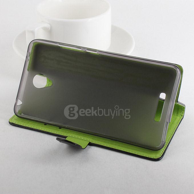 Contrast Color Protective Hard Cover Flip Stand Leather Case for Xiaomi Redmi Note 2 Smartphone - Black