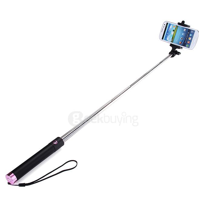 Extendable Mini Wireless Selfie Stick Rechargeable Handheld Bluetooth Monopod For iPhone Samsung HTC SONY - Purple