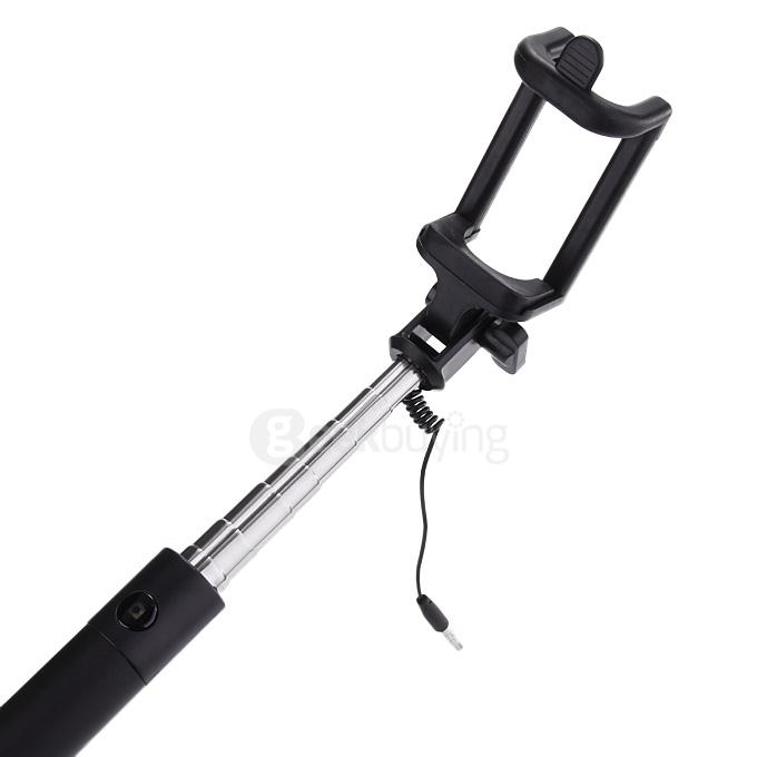 Luxury Wired Self Portrait Selfie Stick Handheld Monopod Extendable Stick For iPhone Samsung HTC Smartphones - Black