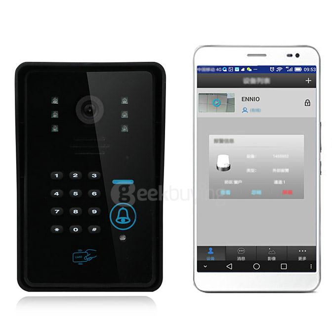 ENNIO SYWIFI002IDS WIFI Wireless Video Door Phone System with Card Unlock Function & Remote Wireless Control(US Plug) - Black
