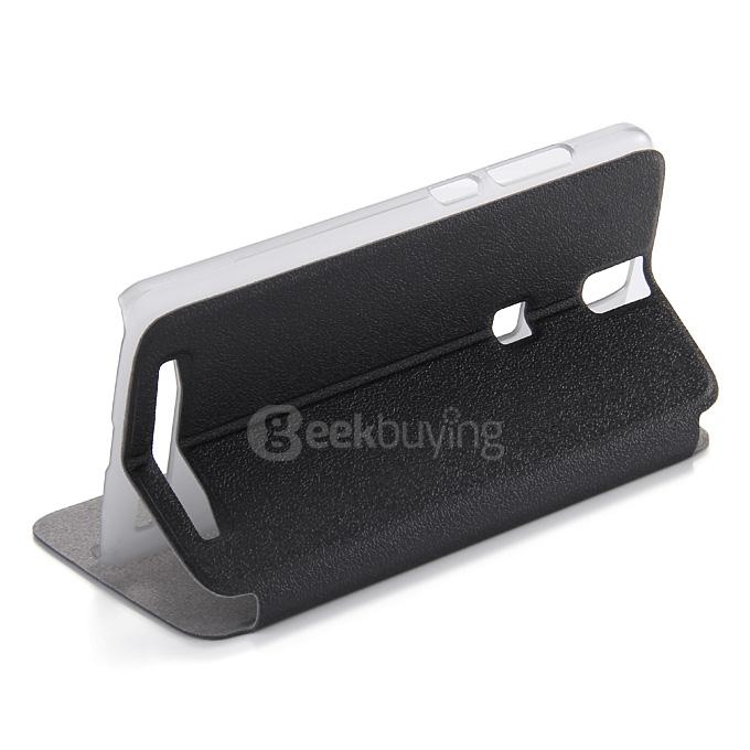 Protective Hard Cover Flip Stand Leather Case for Elephone P8000 Smartphone - Black
