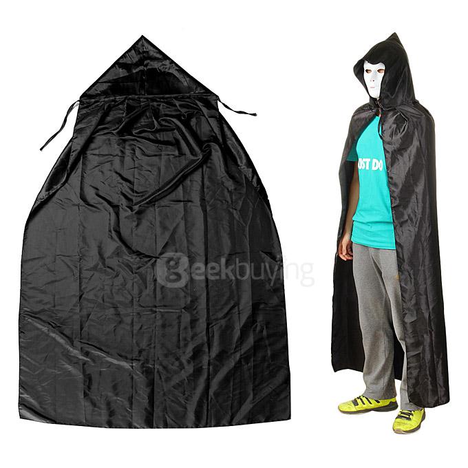 Adult Cosplay Halloween Masquerade Costumes Death Sorcerer Vampires Cloak with Hood - Black