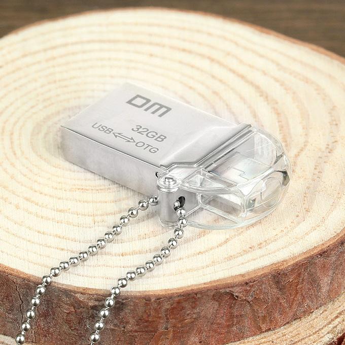 DM PD008 Waterproof 32GB USB 2.0 + Micro USB OTG Flash Drive U Disk for Smart Phone & Computer - Silver