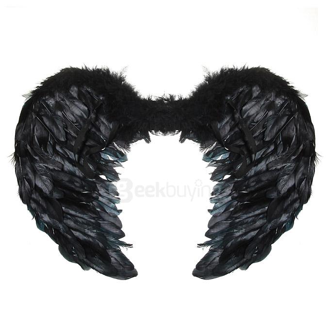 60*45cm Christmas Halloween Costume Feather Angel Wings - Black