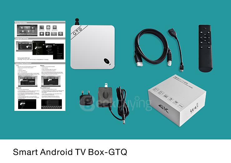 GTQ Android 5.1 4K Media Player S812 Quad Core 2G/8G 2.4G/5.8G WIFI Gigabit LAN Bluetooth4.0 H,265 HDMI OTG - White