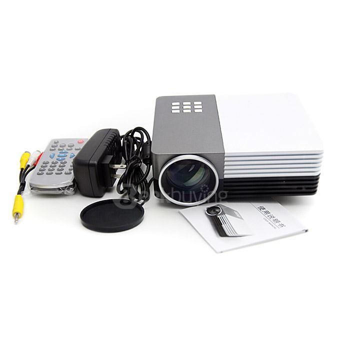 H50 1080P LED Projector 480*320 80LM Home Theater HDMI USB SD VGA Input MHL - White + Black